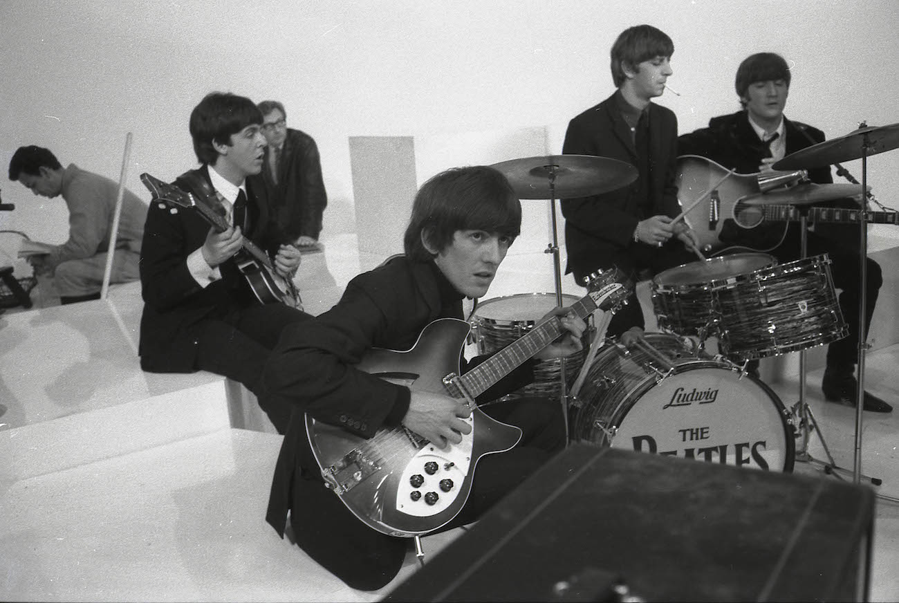 George Harrison on the set of 'A Hard Day's Night' in 1964.