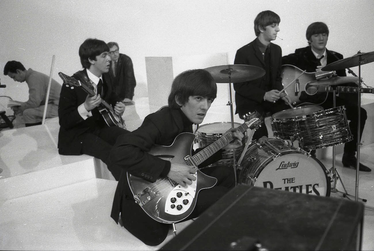 George Harrison on the set of 'A Hard Day's Night' in 1964.