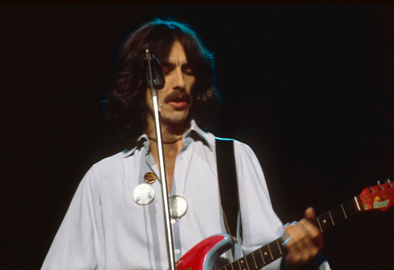 George Harrison performing during his Dark Horse tour in 1974.