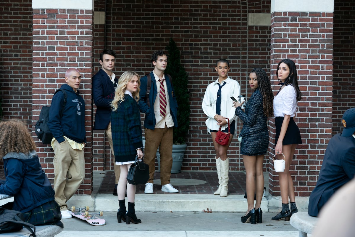 'Gossip Girl' cast members Evan Mock, Thomas Doherty, Emily Alyn Lind, Eli Brown, Jordan Alexander, Savannah Smith, Zion Moreno