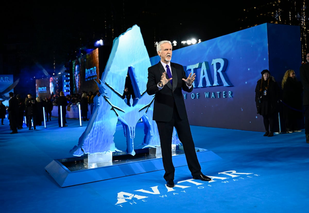 James Cameron speaks to the crowd at the world premiere of "Avatar: The Way of Water"