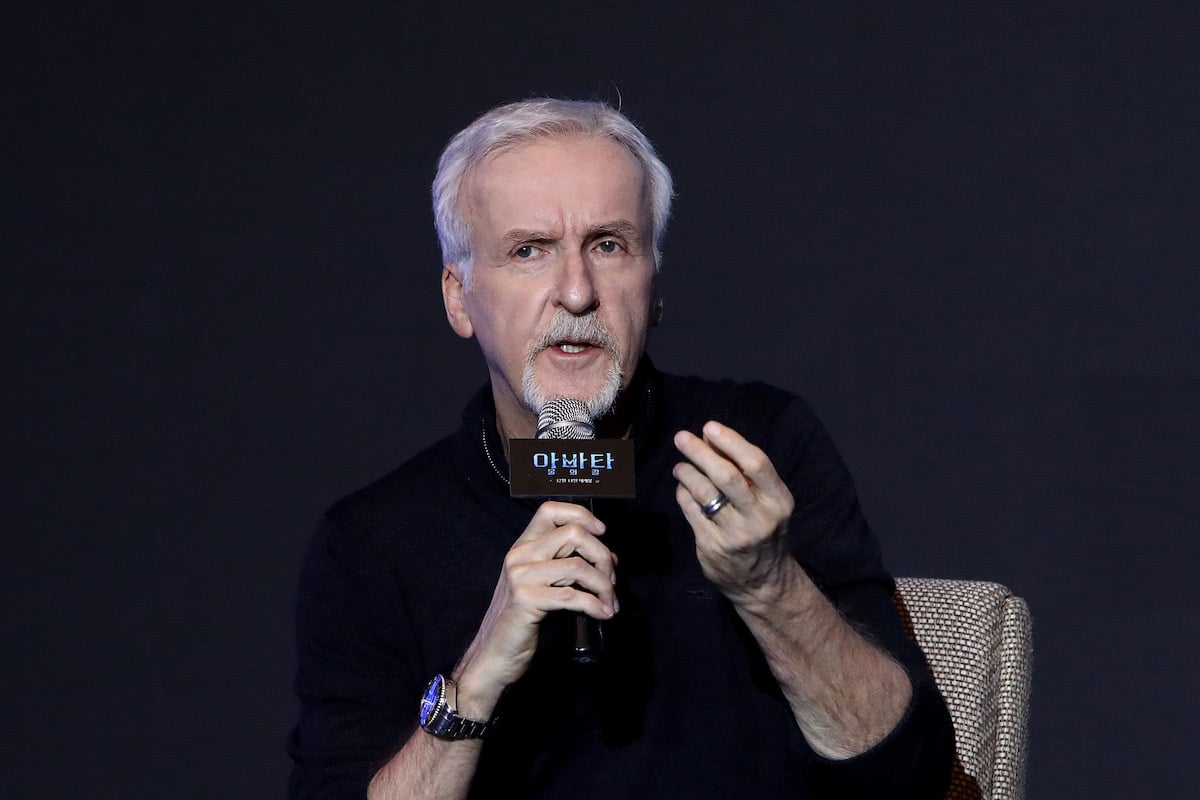James Cameron speaks at an event promoting "Avatar: The Way of Water" in 2022