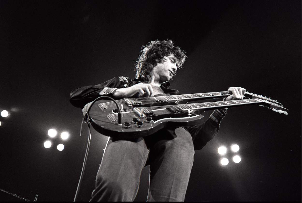 Jimmy Page, who had to scream to get his way while recording 'Led Zeppelin I,' performs with the band in 1972.