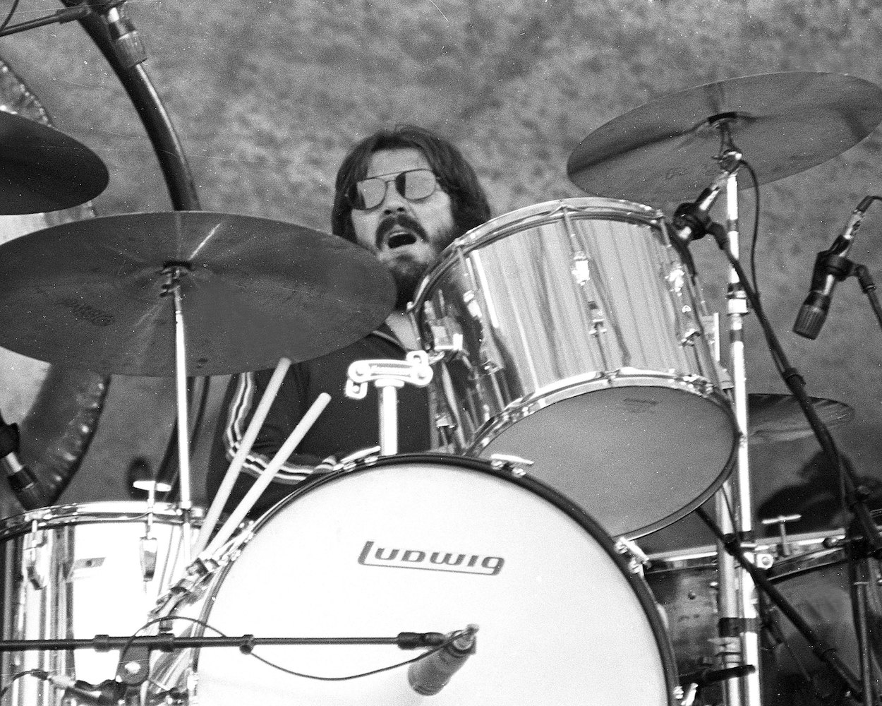 John Bonham performs with Led Zeppelin circa 1970. Some of the drummers first gigs involved Bonham and another drummer tricking the audience.