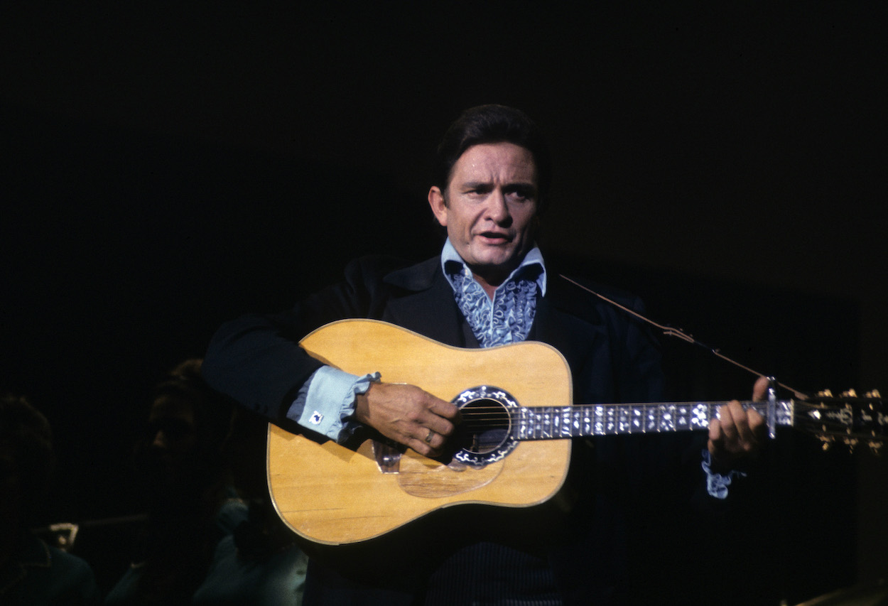 Johnny Cash during a 1969 TV special. Cash wrote several hit songs, but his most famous song wasn't one of his.