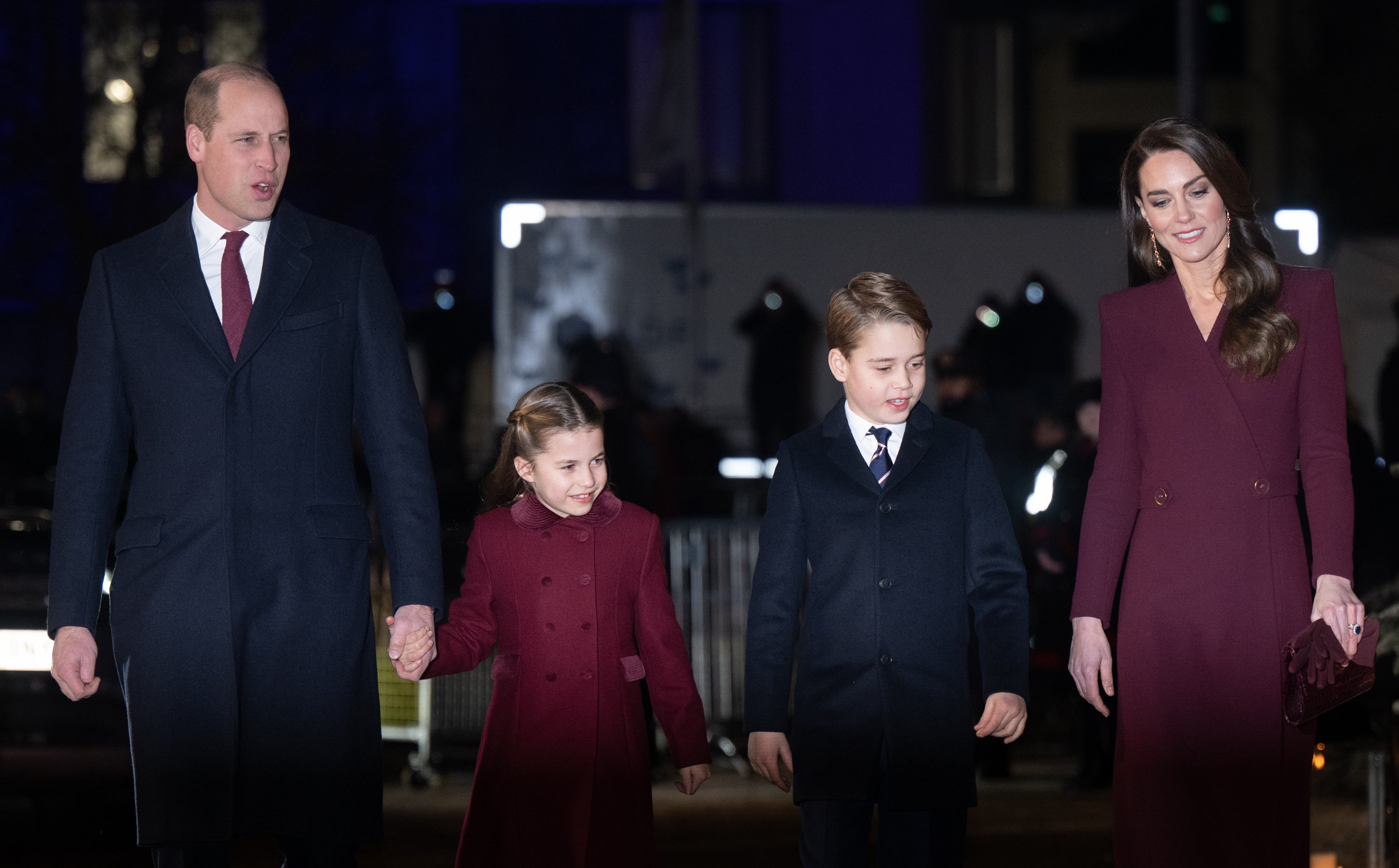 Prince William and Kate Middleton attend the Christmas concert with Prince George and Princess Charlotte.