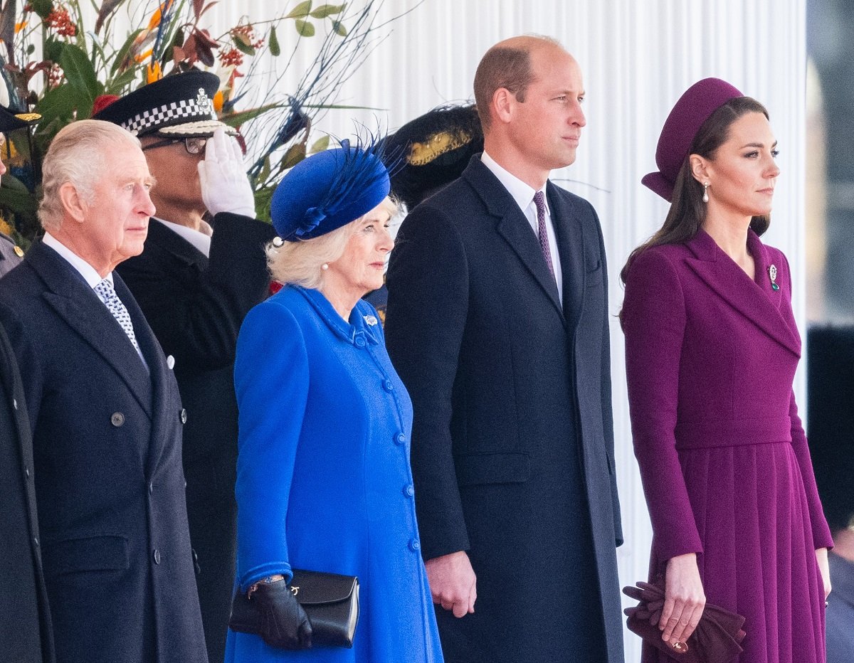 King Charles III, Camilla Parker Bowles, Prince William, and Kate Middleton attend the Ceremonial Welcome by King and Queen Consort at Horse Guards Parade