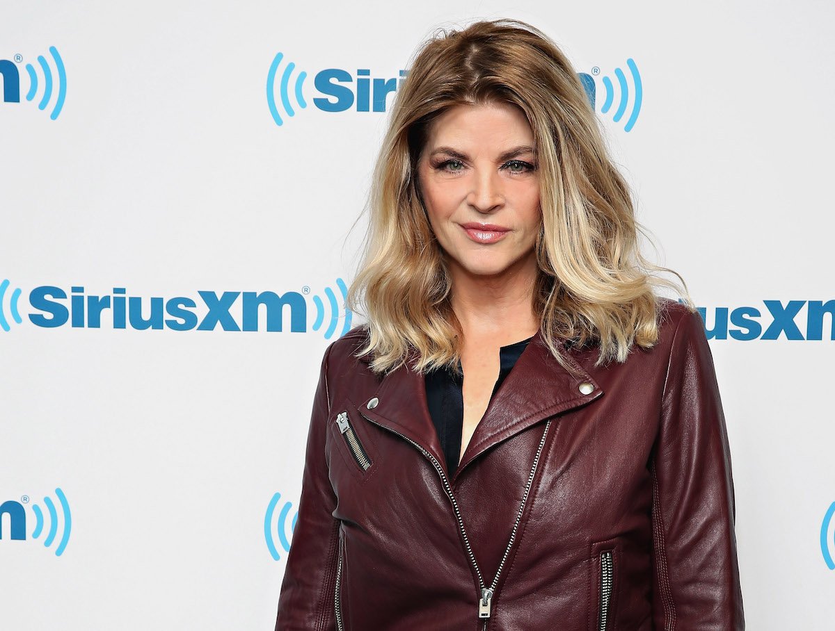 Jenny Craig spokeswoman Kirstie Alley wears a leather jacket at SiriusXM