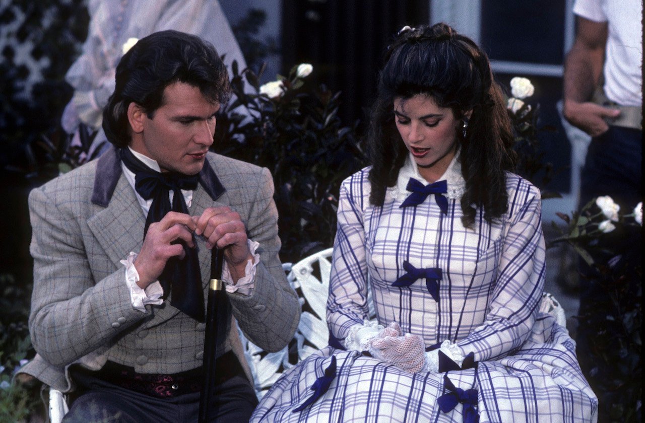 Patrick Swayze and Kirstie Alley pictured for the 1985 TV miniseries, "North and South."