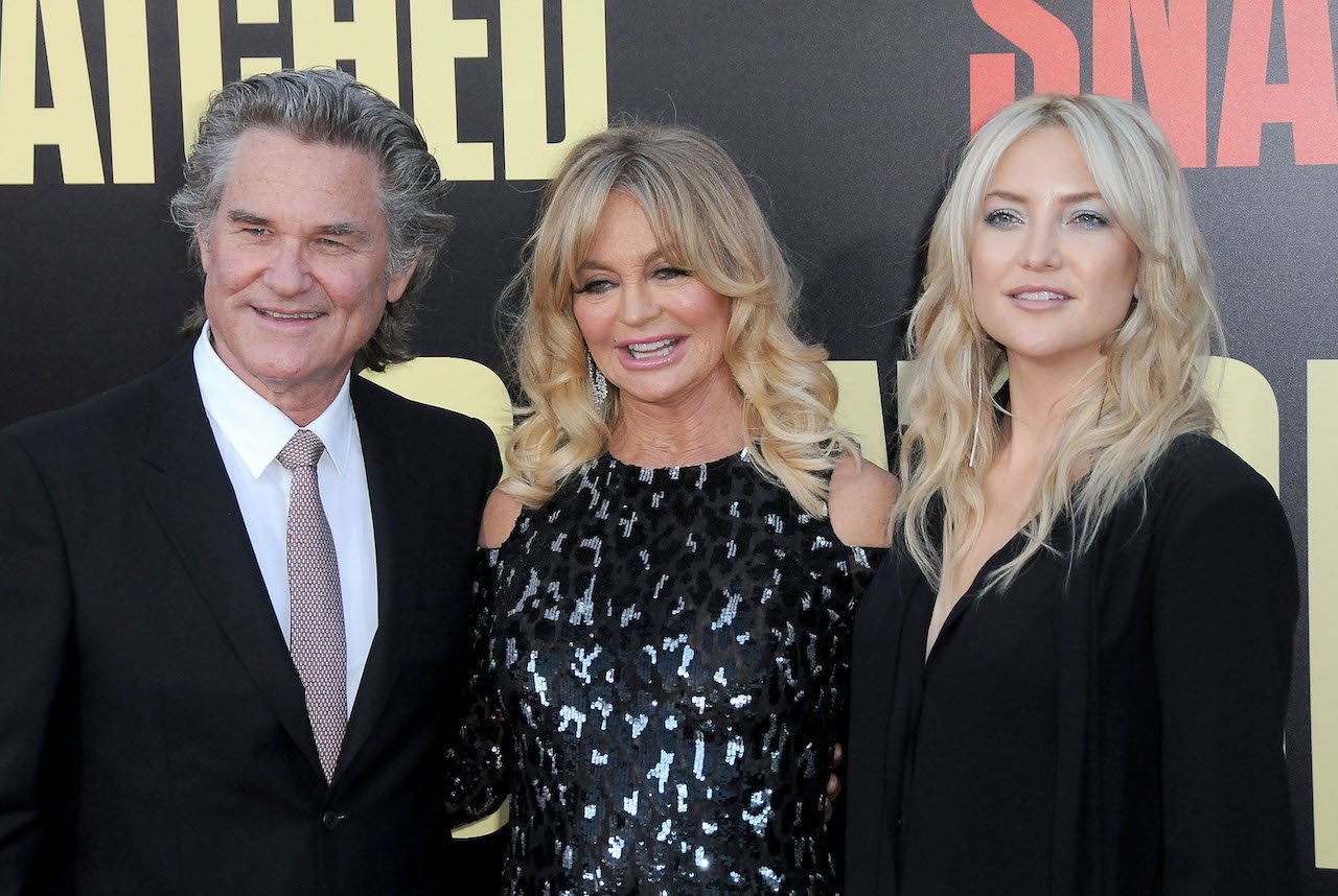 (L-R) Kurt Russell, Goldie Hawn, and Kate Hudson at Regency Village Theatre on May 10, 2017, in Westwood, California.
