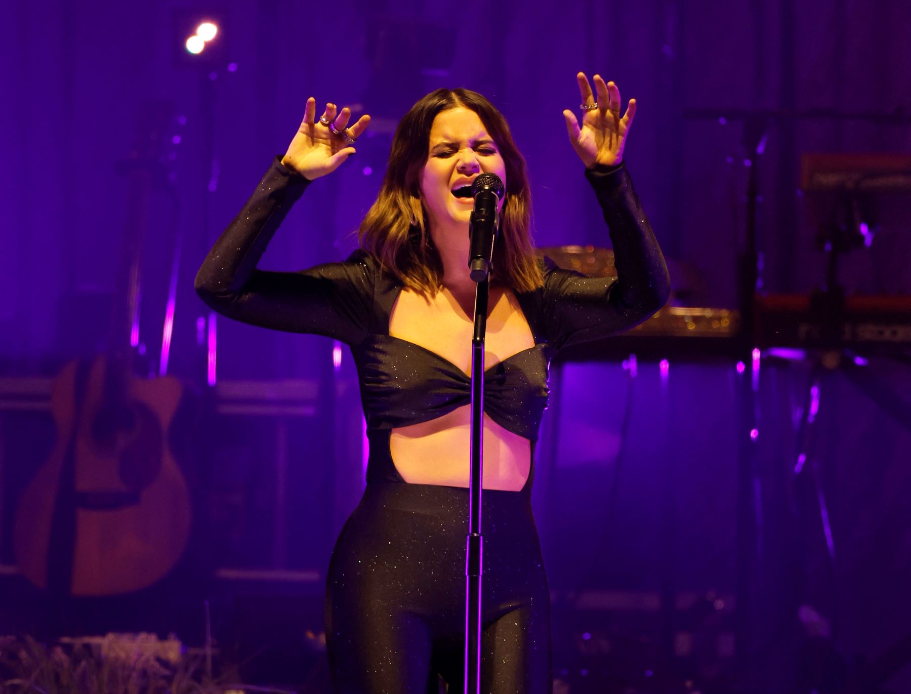 Maren Morris performing at the Bridgestone Arena in Nashville, Tennessee