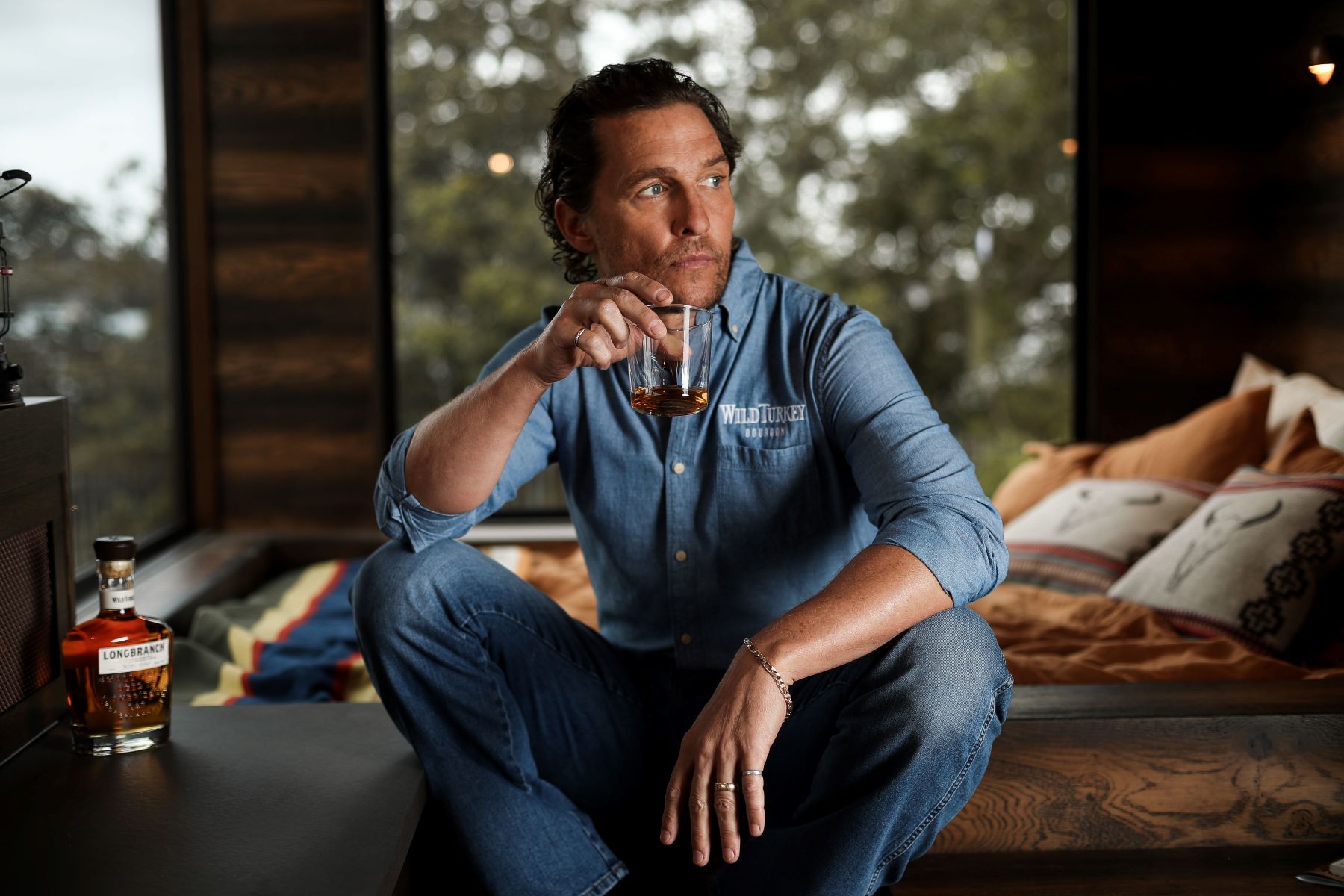 Matthew McConaughey in a cabin in Sydney, Australia, promoting Wild Turkey