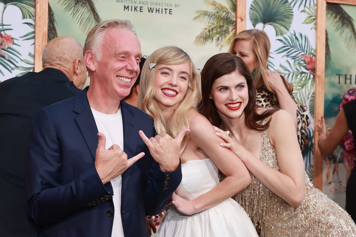 Mike White, Sydney Sweeney and Alexandra Daddario at The White Lotus premiere