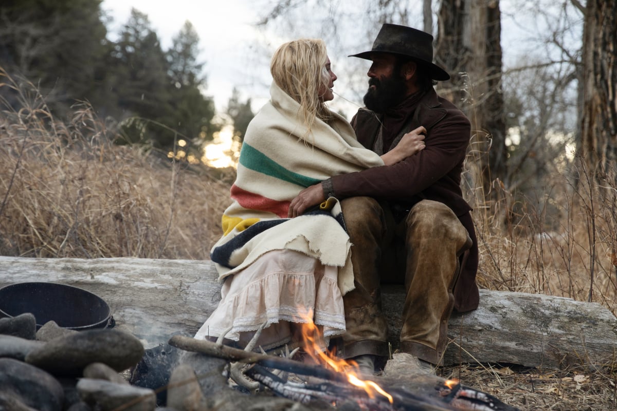 Isabel May as Elsa and Tim McGraw as James of the Paramount+ 'Yellowstone' prequel '1883.'  Isabel May narrates '1923.'