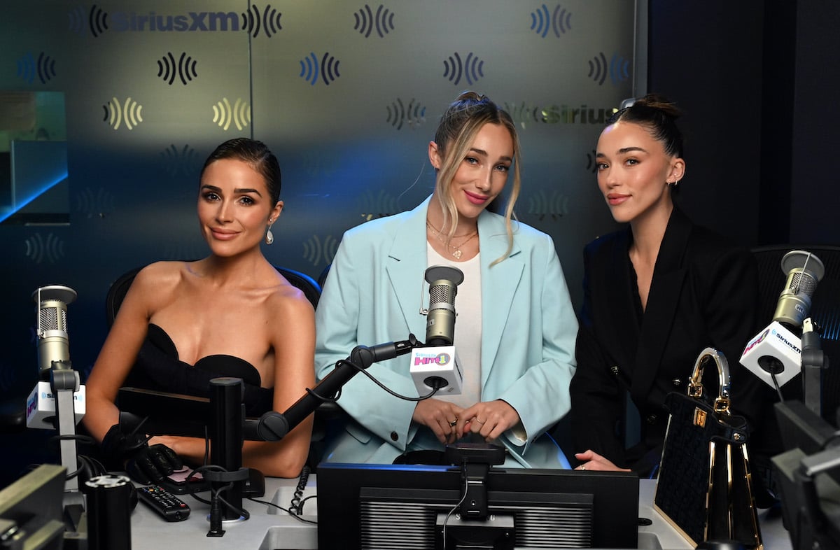 Oliva Culpo, Aurora Culpo, and Sophia Culpo of the TLC show 'The Culpo Sisters'in a recording studio