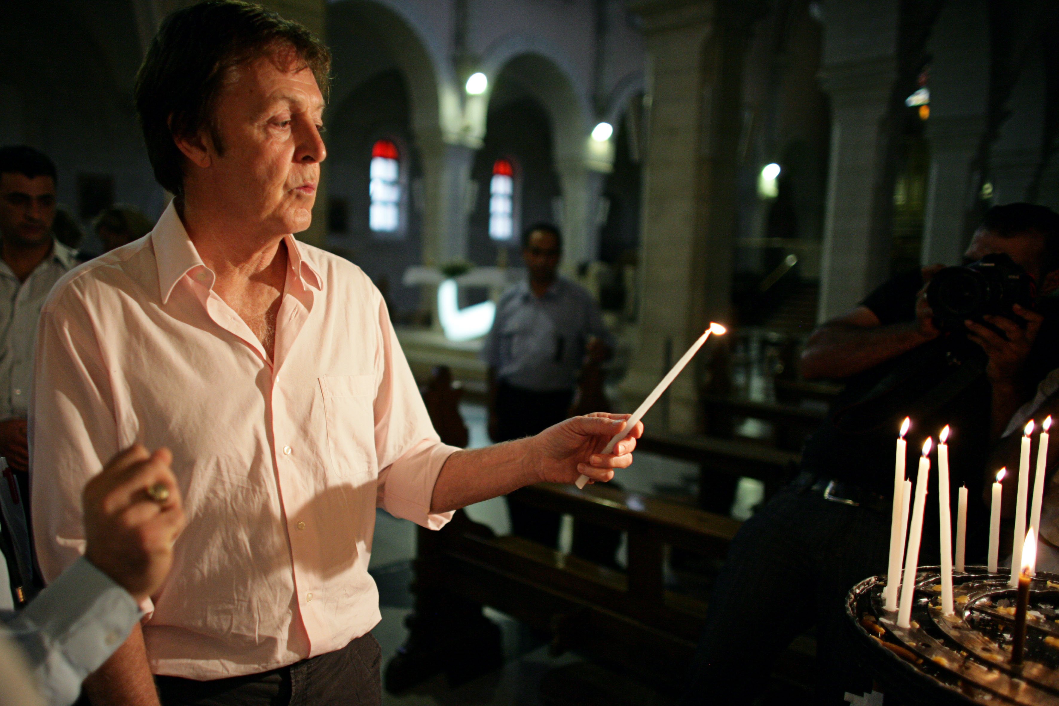 Paul McCartney visits The Church of the Nativity ahead of his Friendship First concert in Tel Aviv, Israel