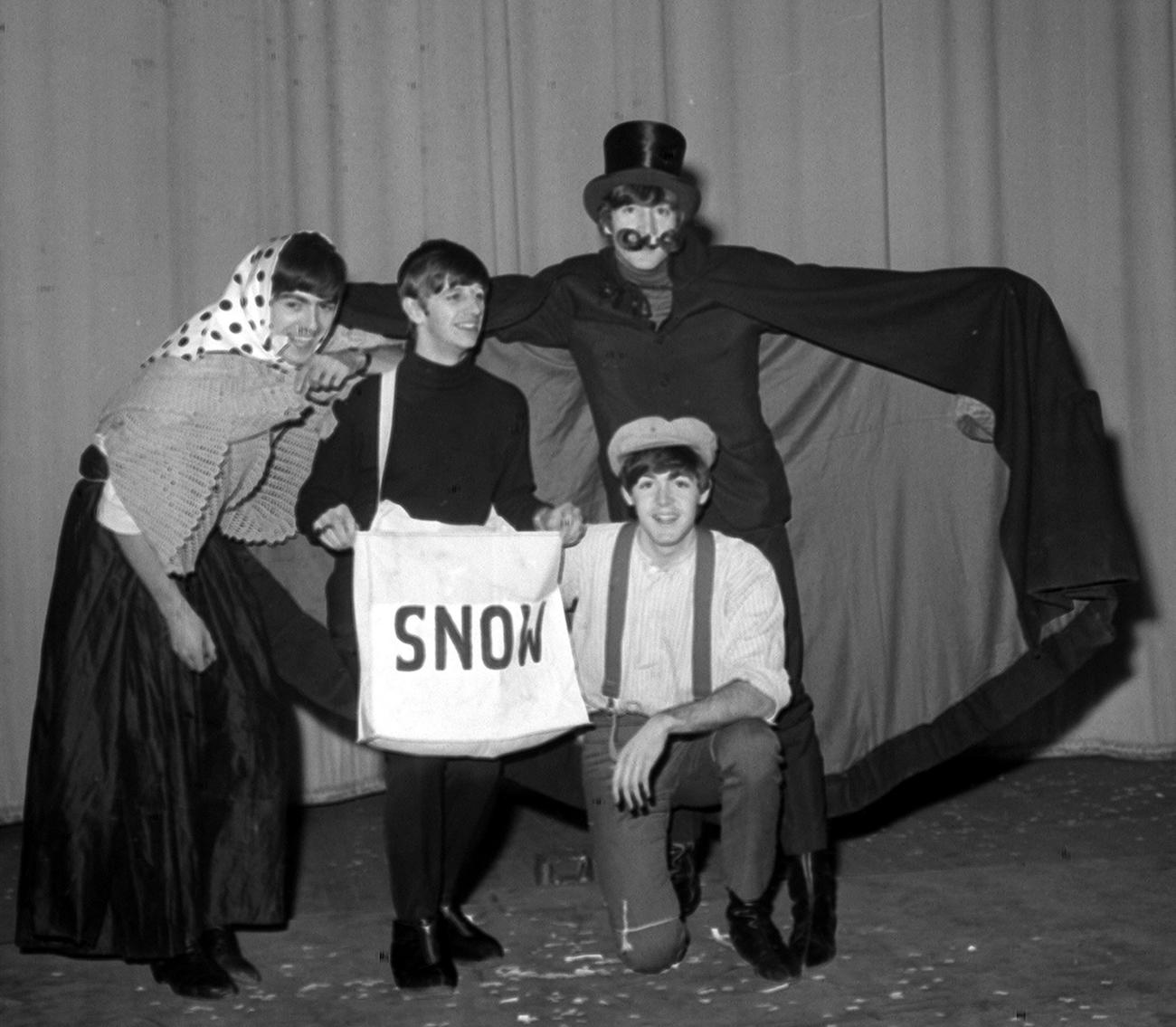 The Beatles during their Christmas show in 1963.