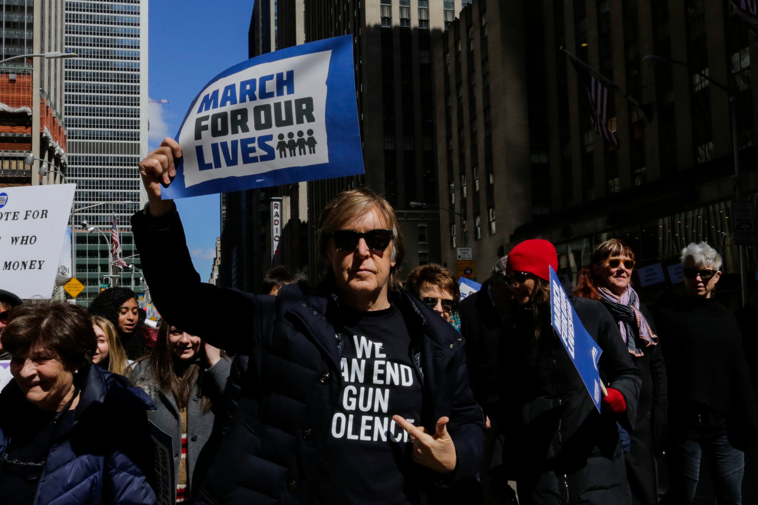 Paul McCartney takes part in the March for Ourr Lives Rally in New York