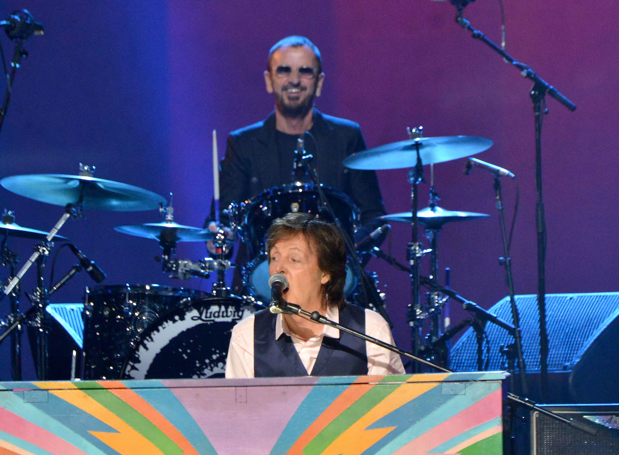 Paul McCartney (foreground) and Ringo Starr, who maintain a close musical relationship decades after The Beatles' breakup, perform at 2014's 'A Grammy Salute to The Beatles.'
