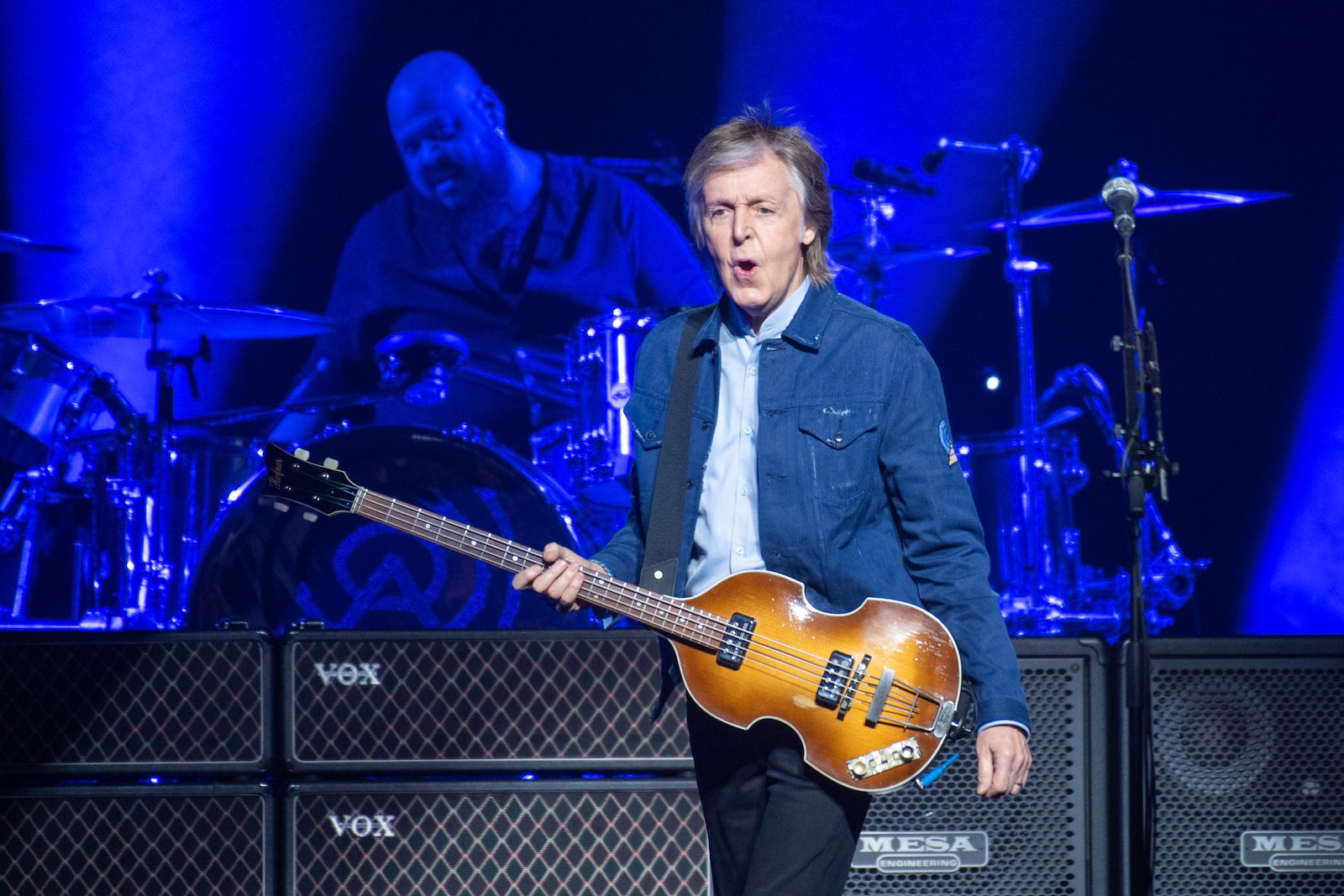Paul McCartney performs on stage at the SSE Hydro in Glasgow, Scotland