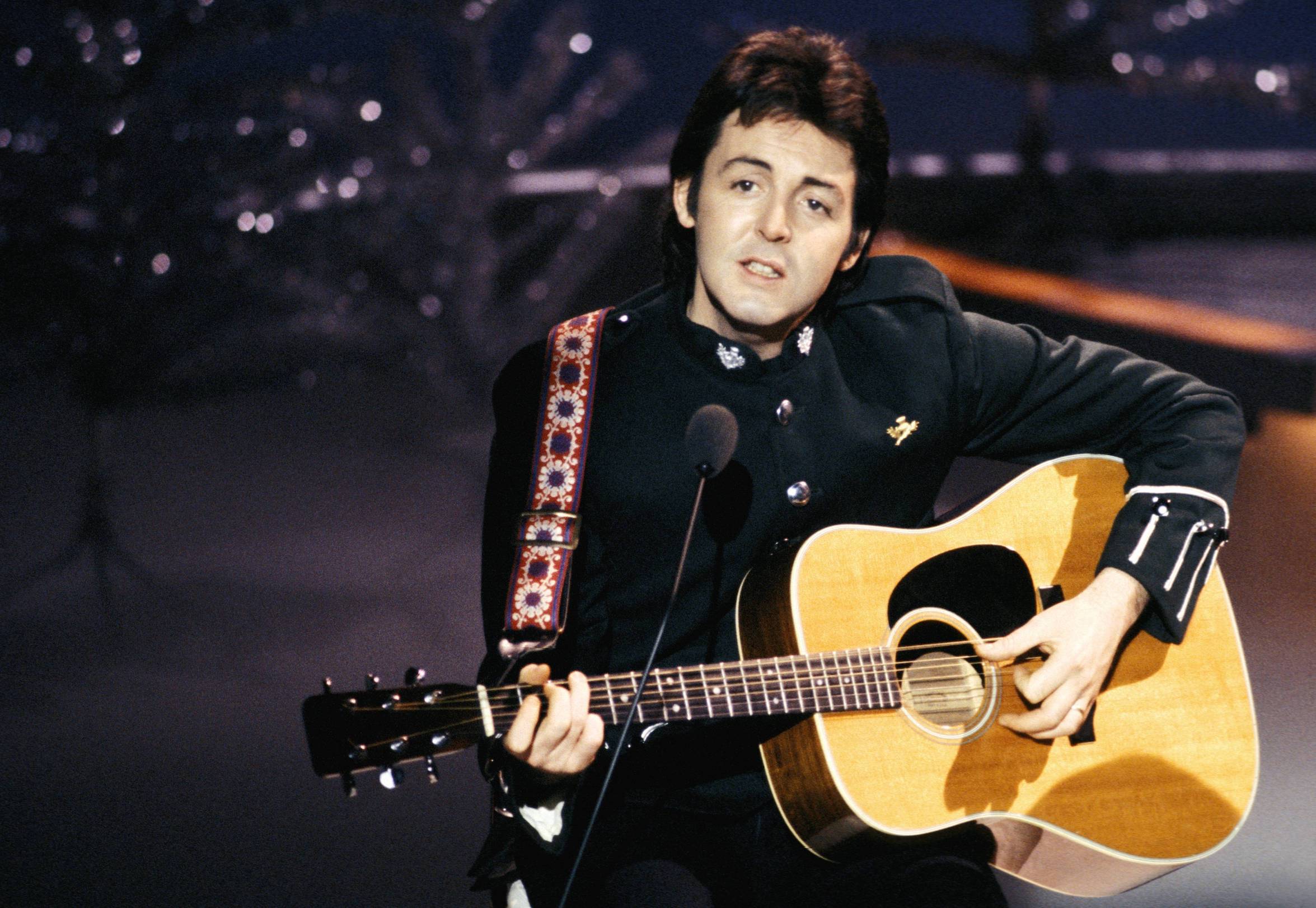 Paul McCartney and Wings perform on the Mike Yarwood Christmas Special
