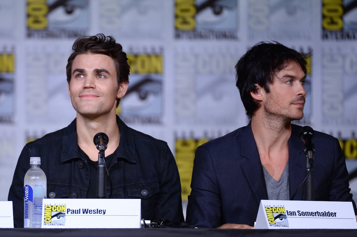 Paul Wesley and Ian Somerhalder from 'The Vampire Diaries' sitting next to each other at Comic-Con
