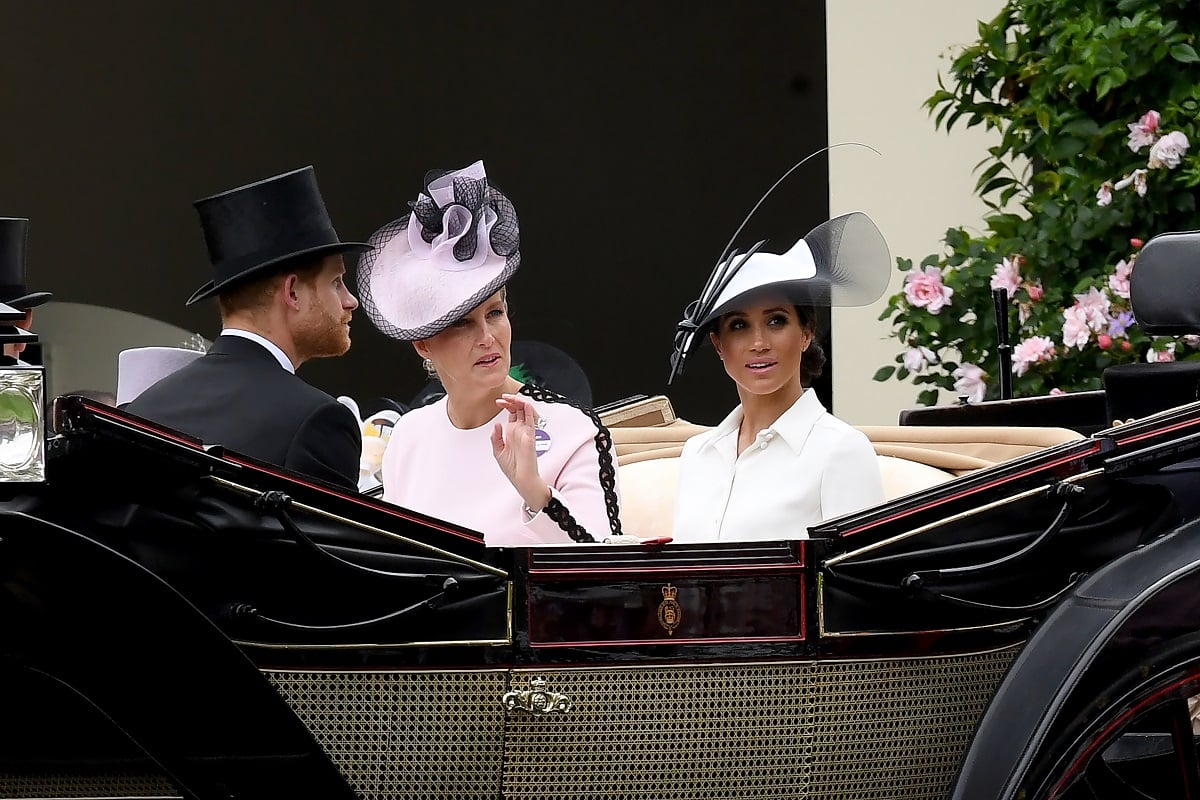 Prince Harry, Sophie Wessex and Meghan Markle arrive in open carriage to attend first day of Royal Ascot 2019