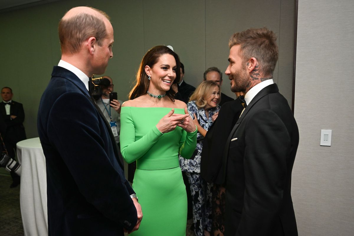 Prince William, Kate Middleton, and David Beckham together at the 2022 Earthshot Prize Awards.