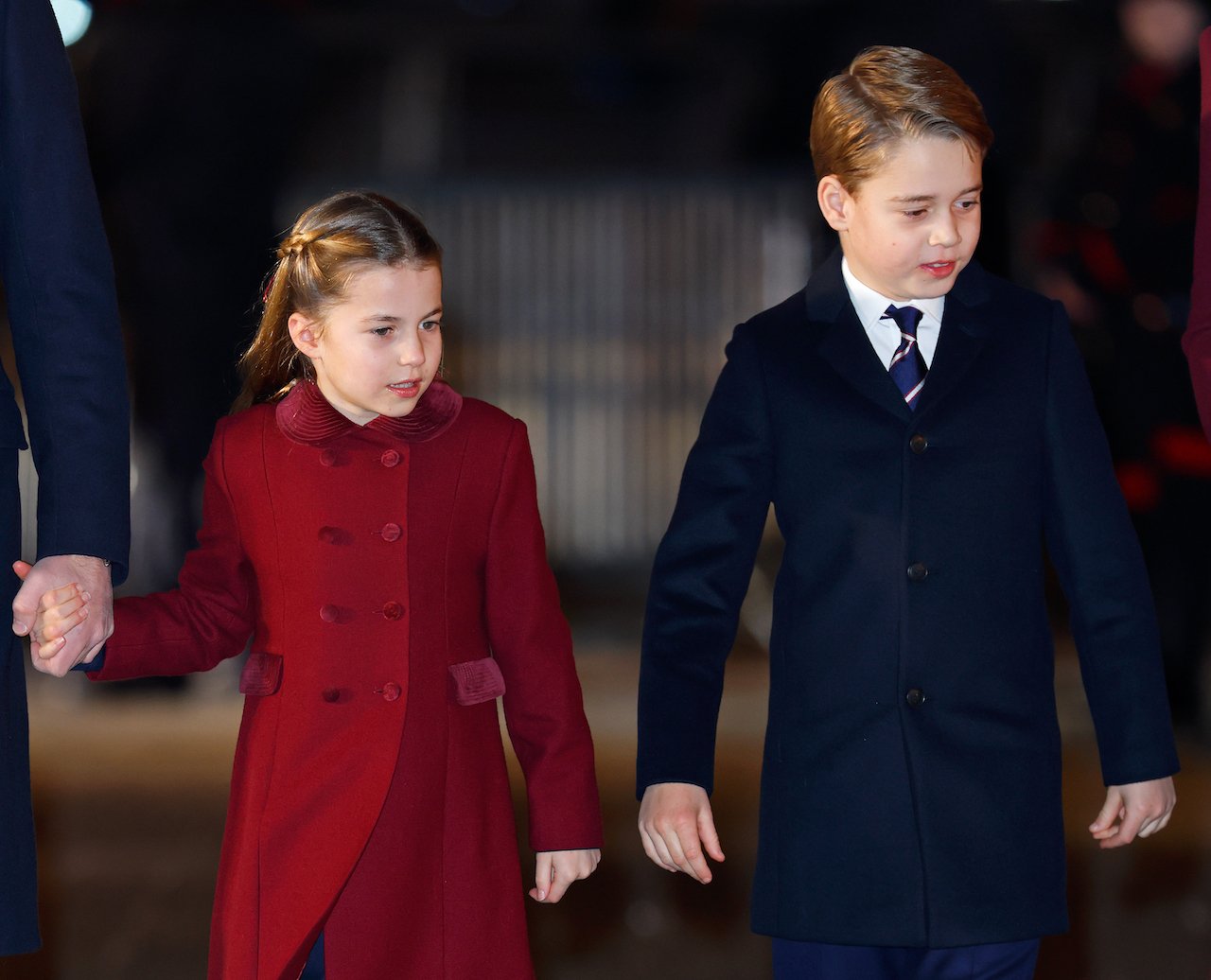 Princess Charlotte of Wales and Prince George of Wales attend the 'Together at Christmas' Carol Service at Westminster Abbey on December 15, 2022, in London, England.