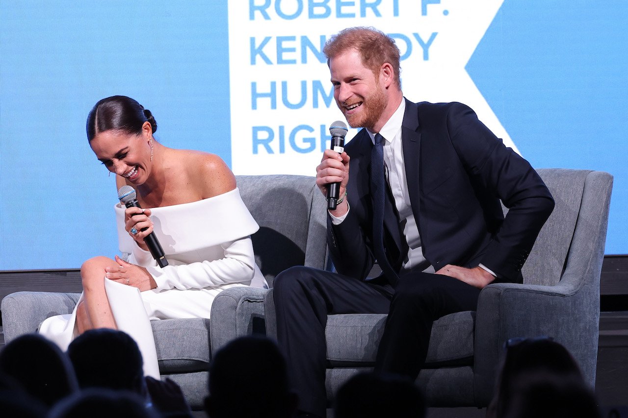 Meghan Markle, Duchess of Sussex, and Prince Harry, Duke of Sussex, speak onstage at the 2022 Robert F. Kennedy Human Rights Ripple of Hope Gala at New York Hilton on December 06, 2022, in New York City. A body language expert noted a 'dramatic shift' in the couple's relationship.