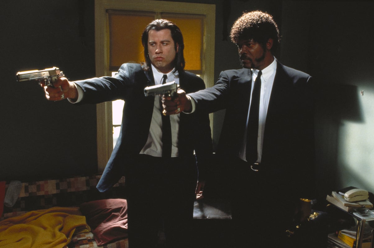 'Pulp Fiction': Samuel L. Jackson and John Travolta point their guns