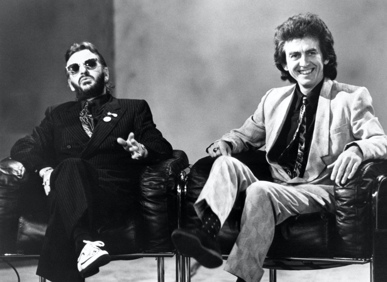 Ringo Starr (left) and George Harrison appear on the talk show 'Aspel & Company' years after George made one move that proved he had a close relationship with Ringo.