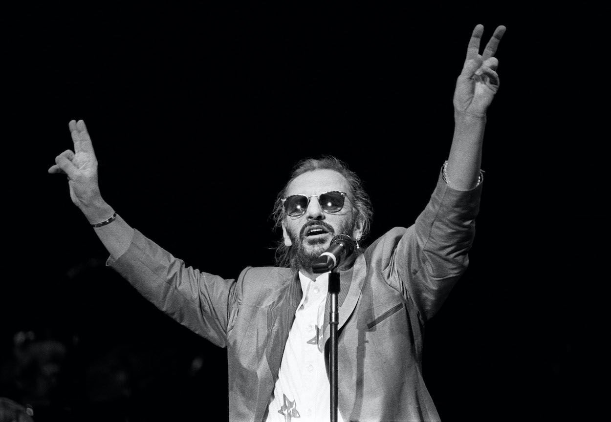 Ringo Starr, who had several of his solo songs reach the charts, during a 1989 concert.