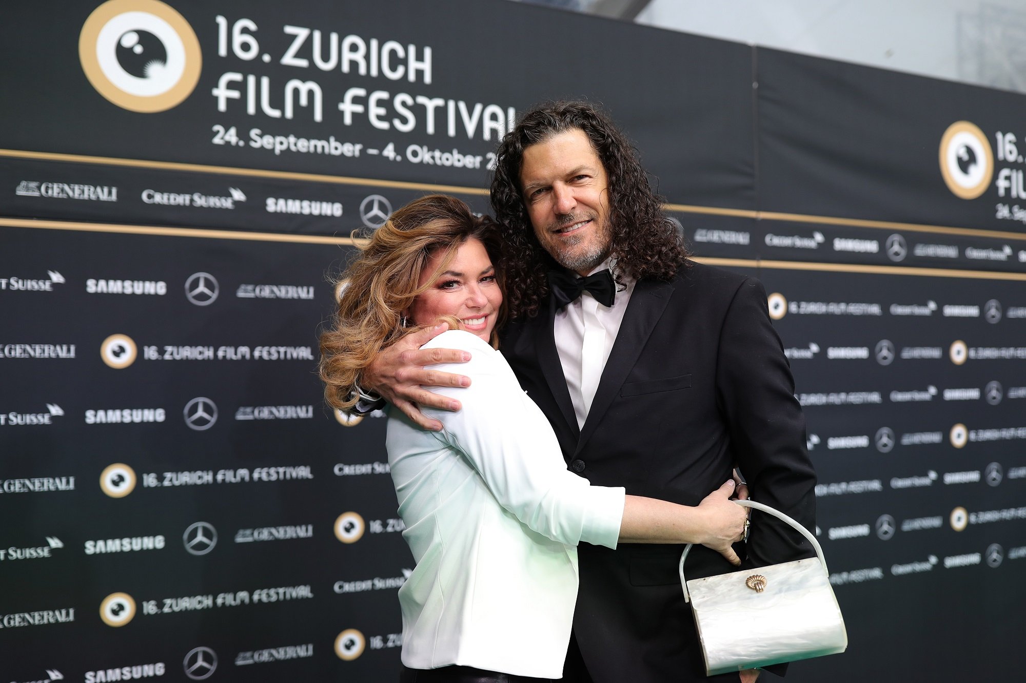 Shania Twain hugs her husband Frédéric Thiébaud at the 16th Zurich Film Festival