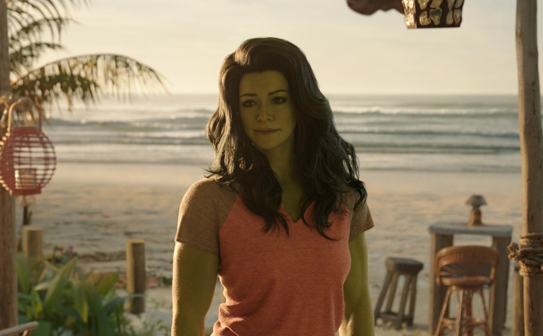 Tatiana Maslany as She-Hulk in 'She-Hulk: Attorney at Law' for our article about best superhero shows of 2022.
