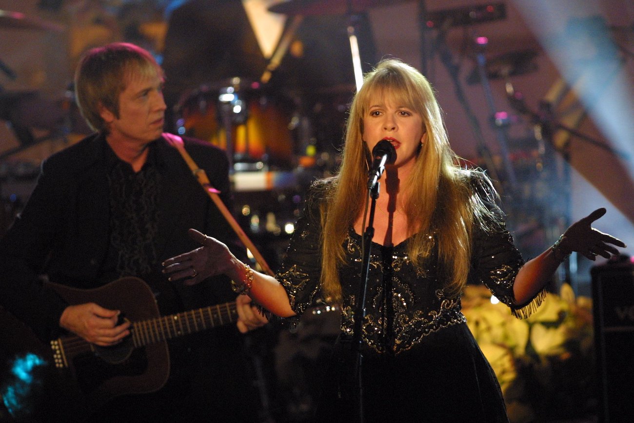 Tom Petty and Stevie Nicks performing at "A Very Special Christmas" concert celebrating Special Olympics in 2000.