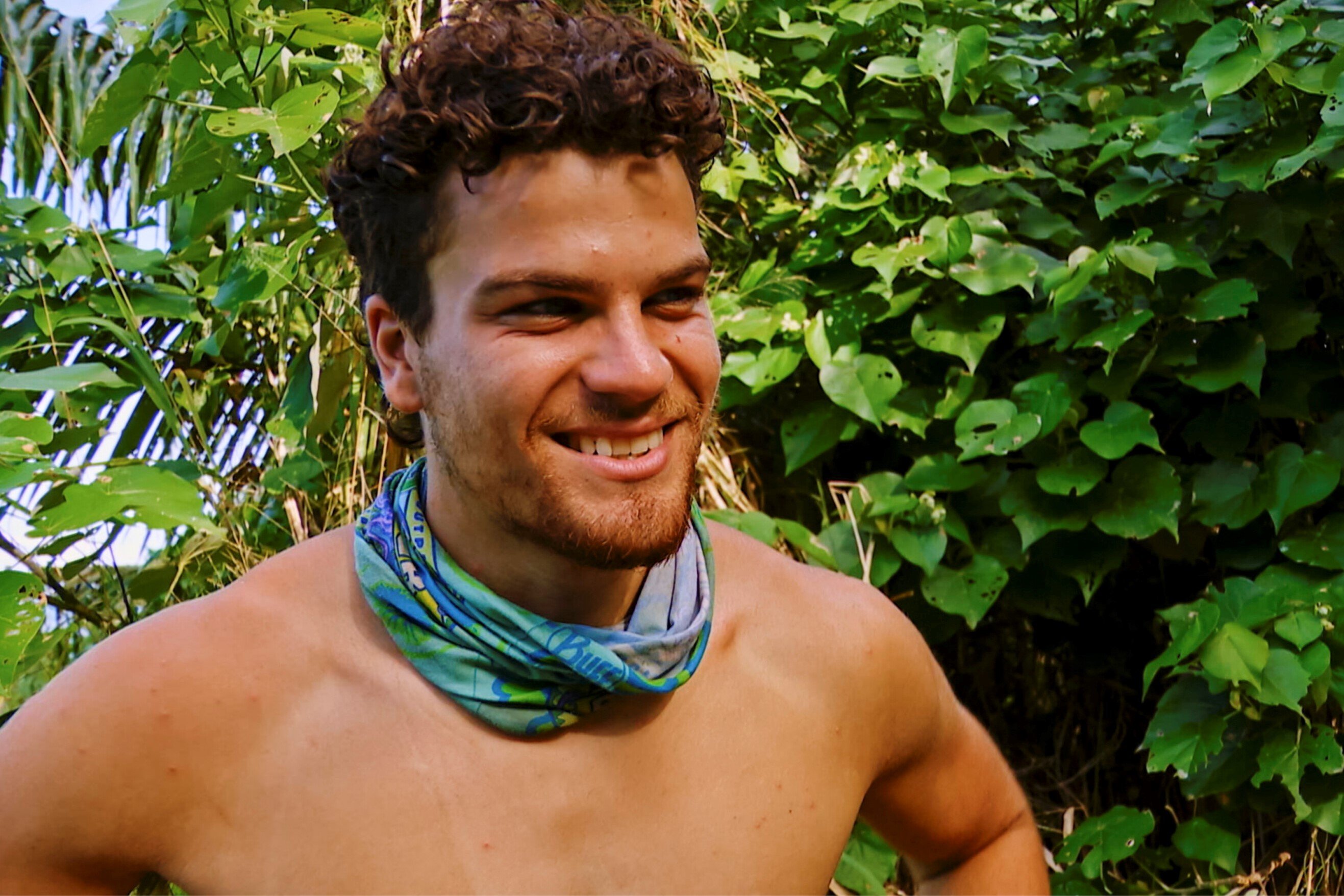 Sami Layadi, who didn't find any idols in 'Survivor' Season 43, wears his blue buff around his neck.