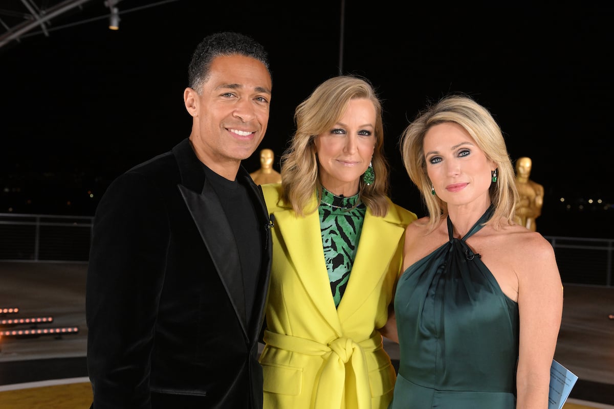 T.J. Holmes, Lara Spencer, and Amy Robach from 'Good Morning America' standing next to each other