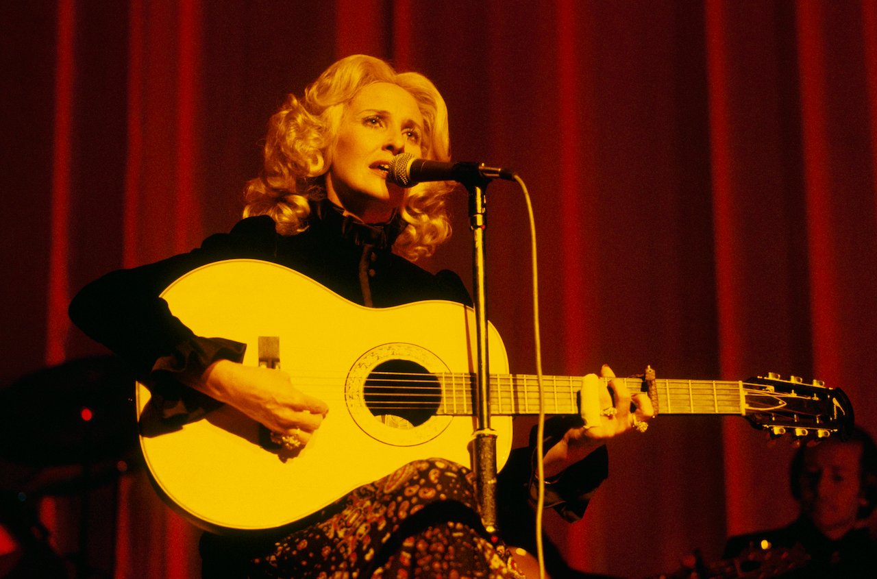 Tammy Wynette performs on stage at the Country Music Festival held at Wembley Arena, London, in April 1978.