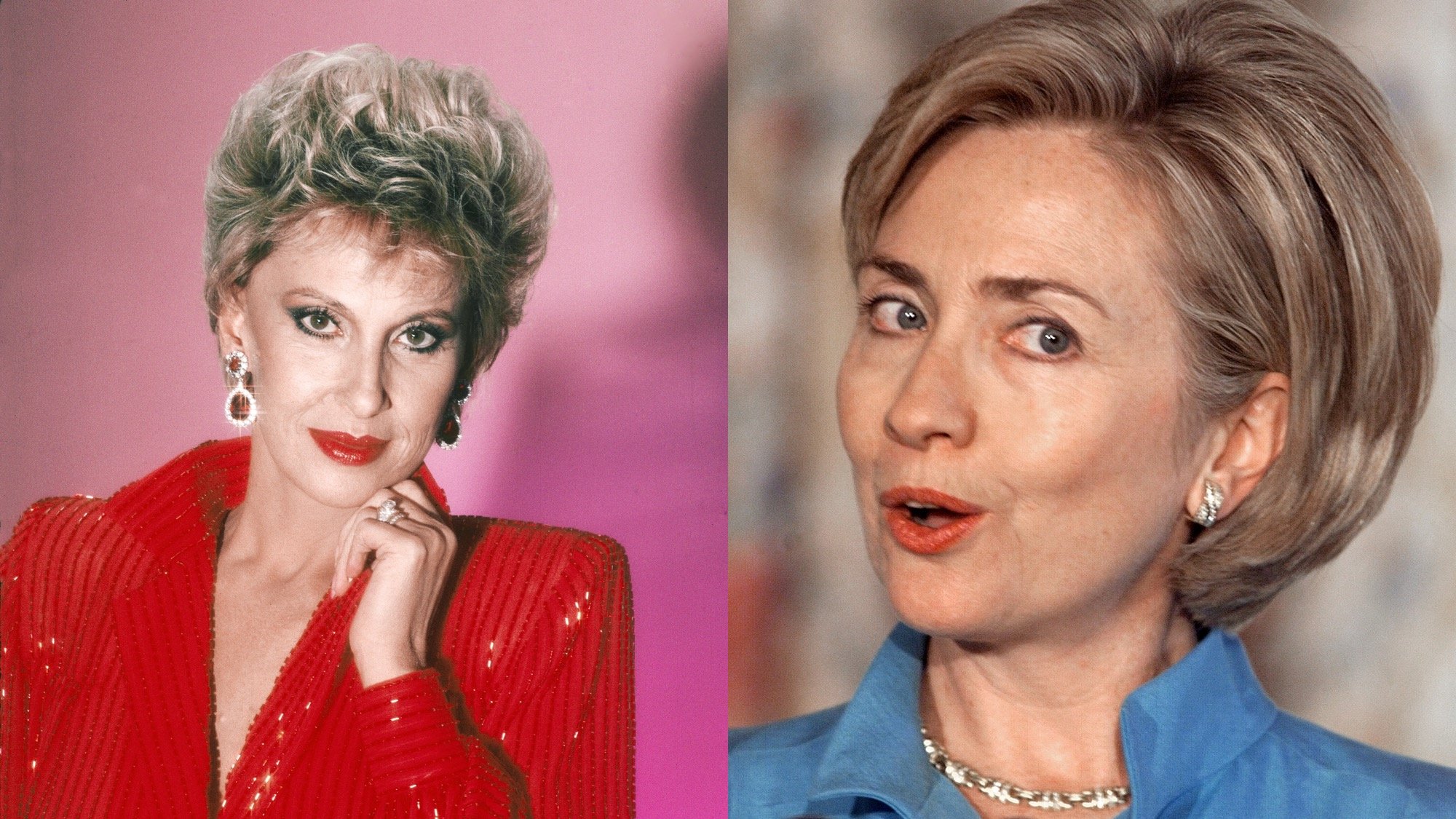 (L) Tammy Wynette in 1984 (R) Hillary Clinton in 1998