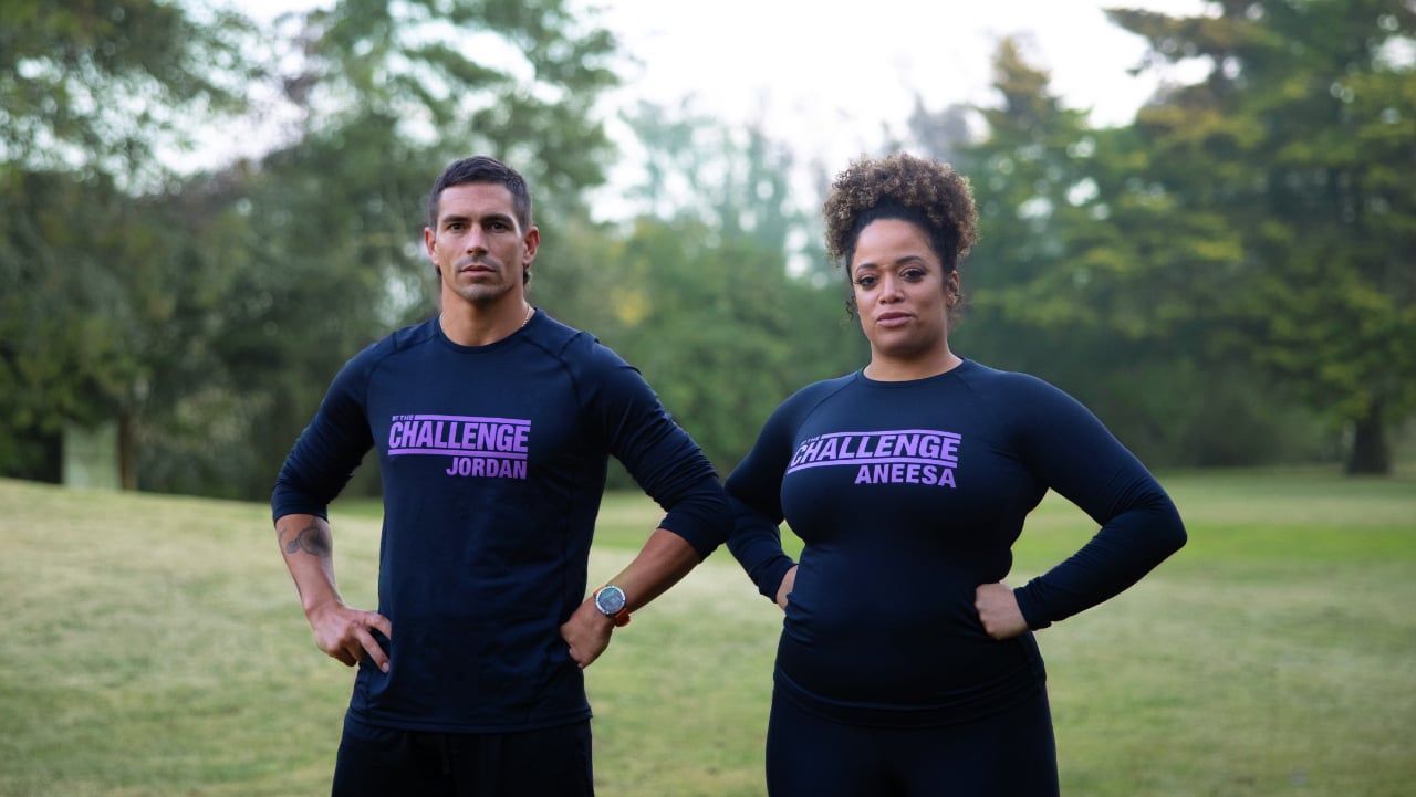 Jordan Wiseley and Aneesa Ferreira posing for 'The Challenge 38' cast photo