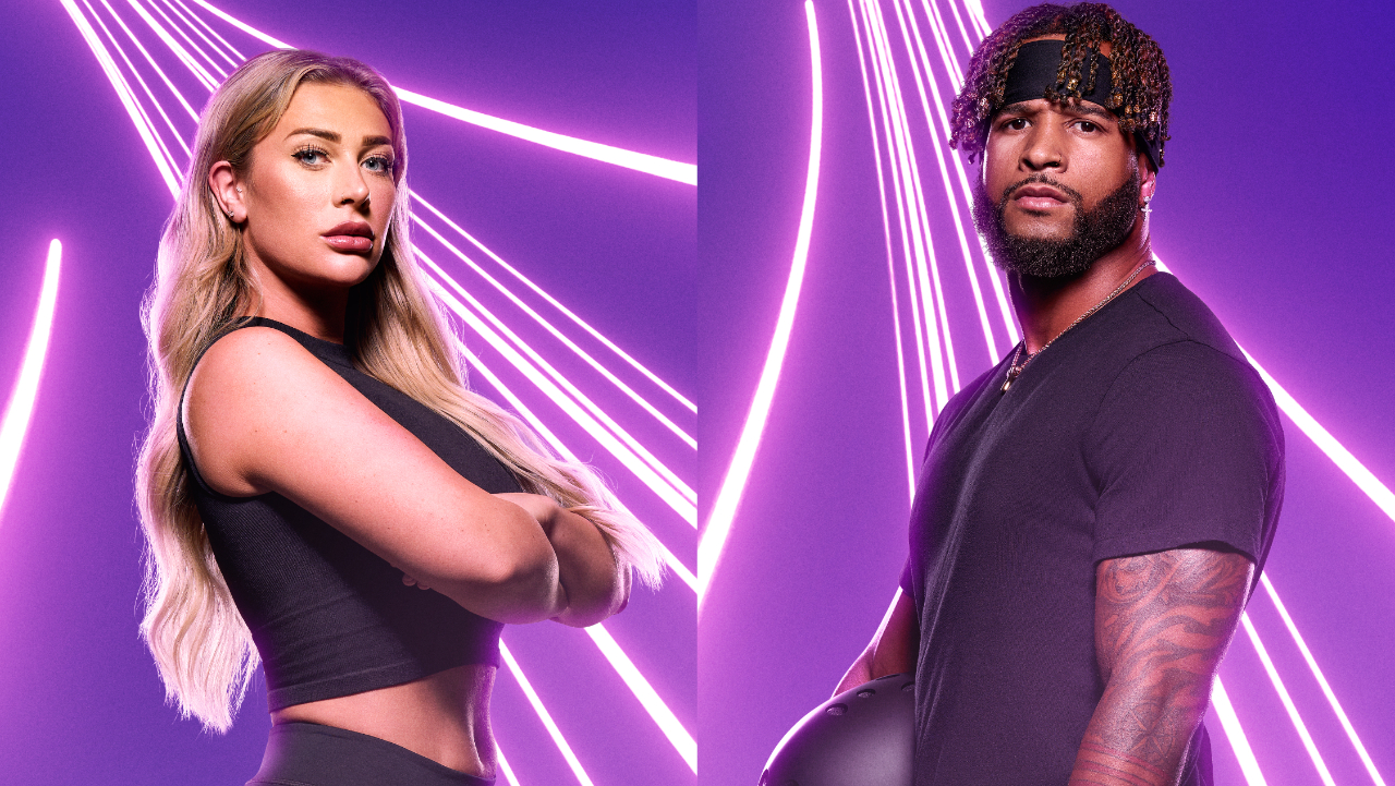 'The Challenge' stars Olivia Kaiser and Nelson Thomas posing for season 38 cast photos