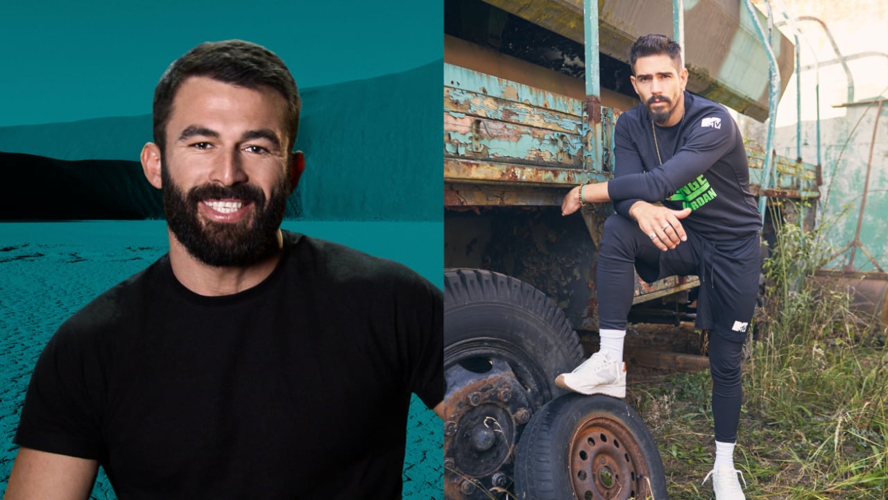 Turbo Çamkıran and Jordan Wiseley posing for 'The Challenge' cast photos