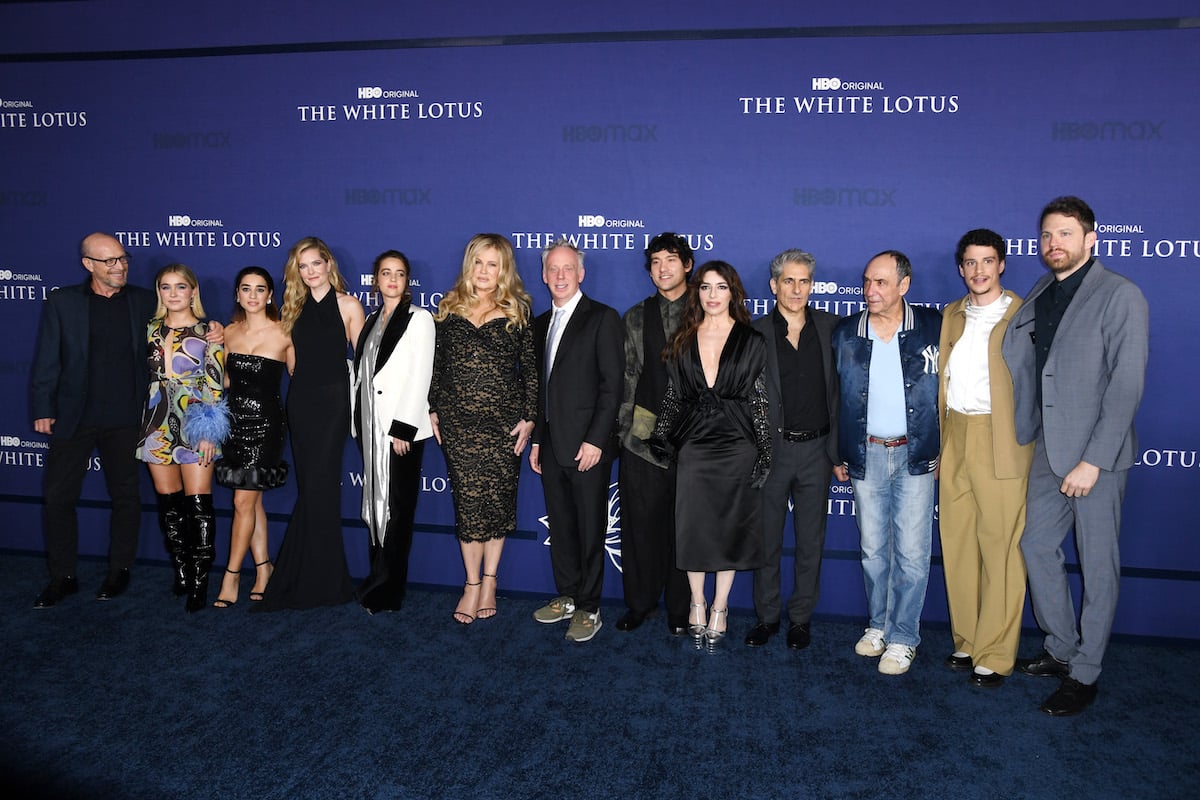 Haley Lu Richardson, Simona Tabasco, Meghann Fahy, Beatrice Grannò, Jennifer Coolidge, Mike White, Will Sharpe, Sabrina Impacciatore, Michael Imperioli, F. Murray Abraham, and Adam DiMarco attend the Los Angeles Season 2 Premiere of HBO Original Series "The White Lotus"