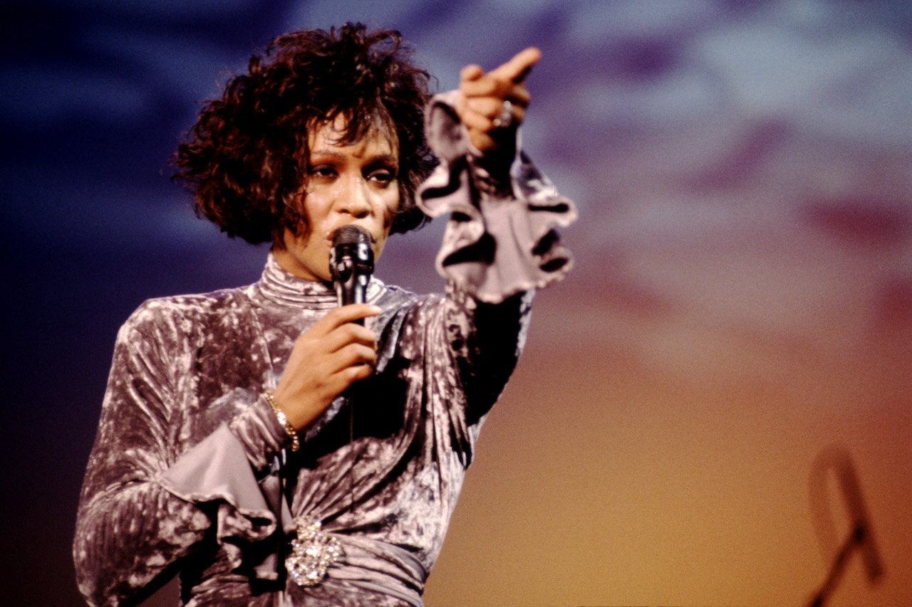 Whitney Houston sings on stage