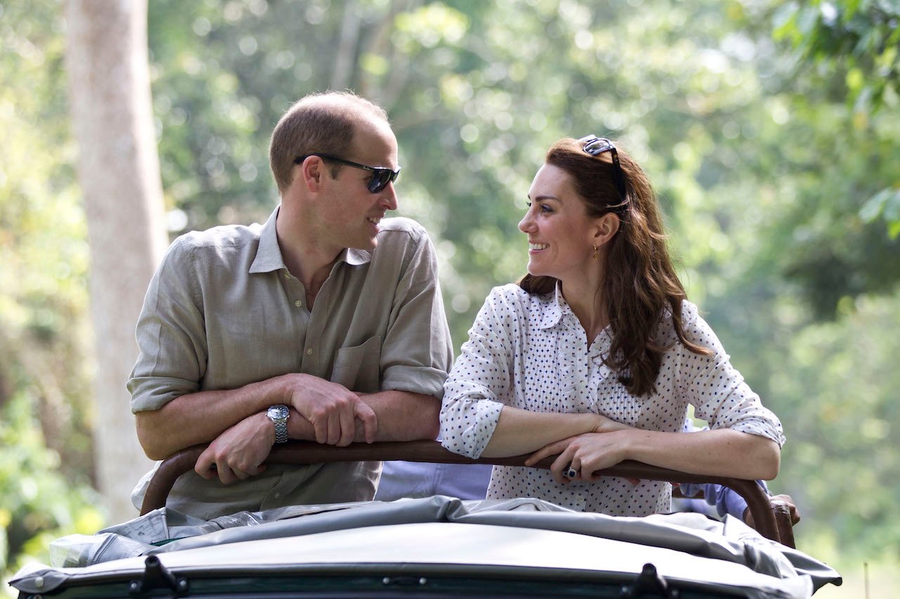 Prince William and Kate Middleton take a Game drive at Kaziranga National Park on April 13, 2016, in Guwahati, India.