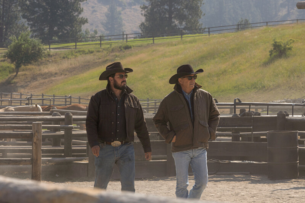 Cole Hauser (Rip Wheeler) and Kevin Costner (John Dutton) in an image from season 5 of Yellowstone