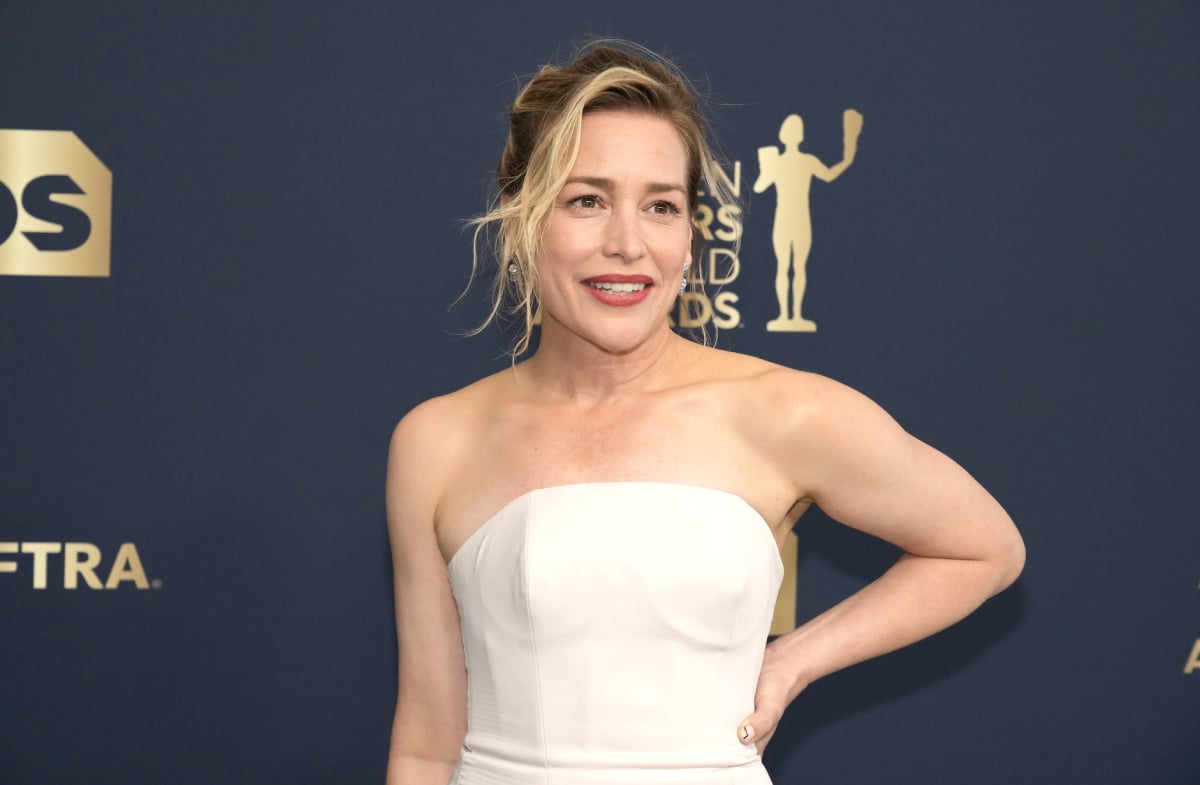 Piper Perabo plays Summer in Yellowstone Season 5. Perabo wears a white strapless dress.