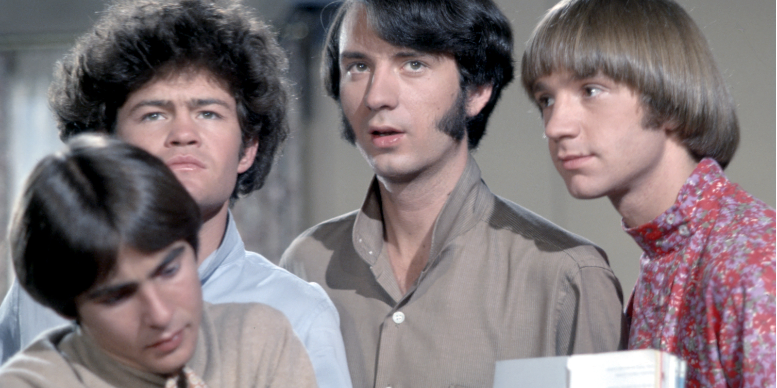 Davy Jones, Micky Dolenz, Mike Nesmith, and Peter Tork of the television series 'The Monkees.'