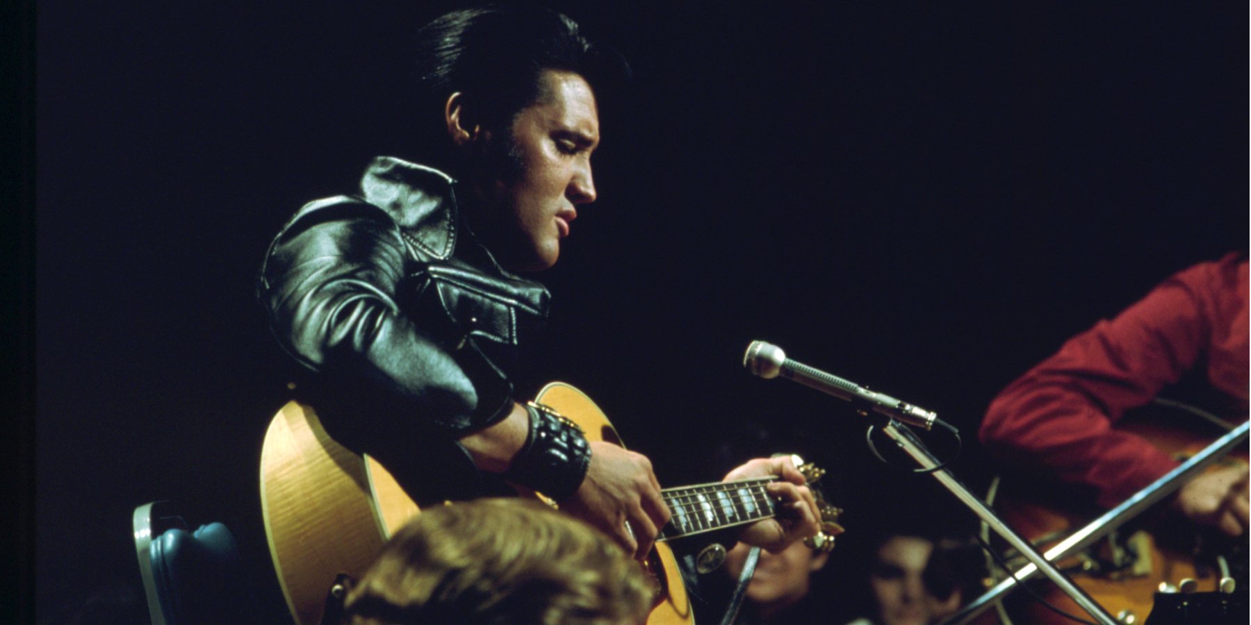 Elvis Presley photographed during the 1968 comeback special.